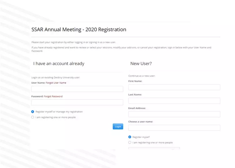 Conference Management Software Registration Process Screenshot